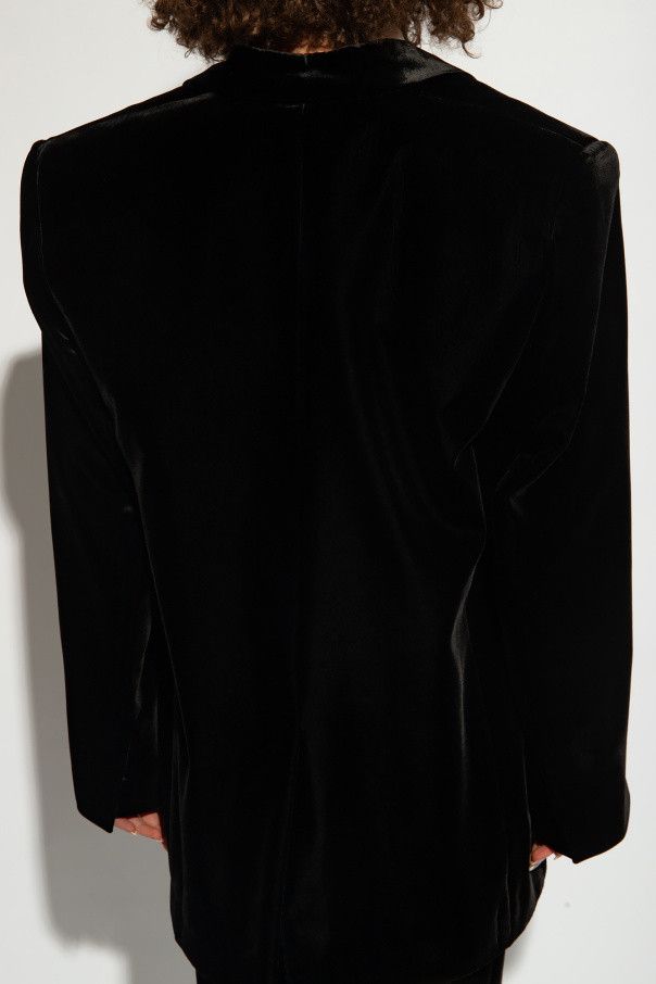Saint Laurent Paris o1s1wg111024 Oversized Jacket in Velvet in Black Size ONE SIZE - 3 Thumbnail