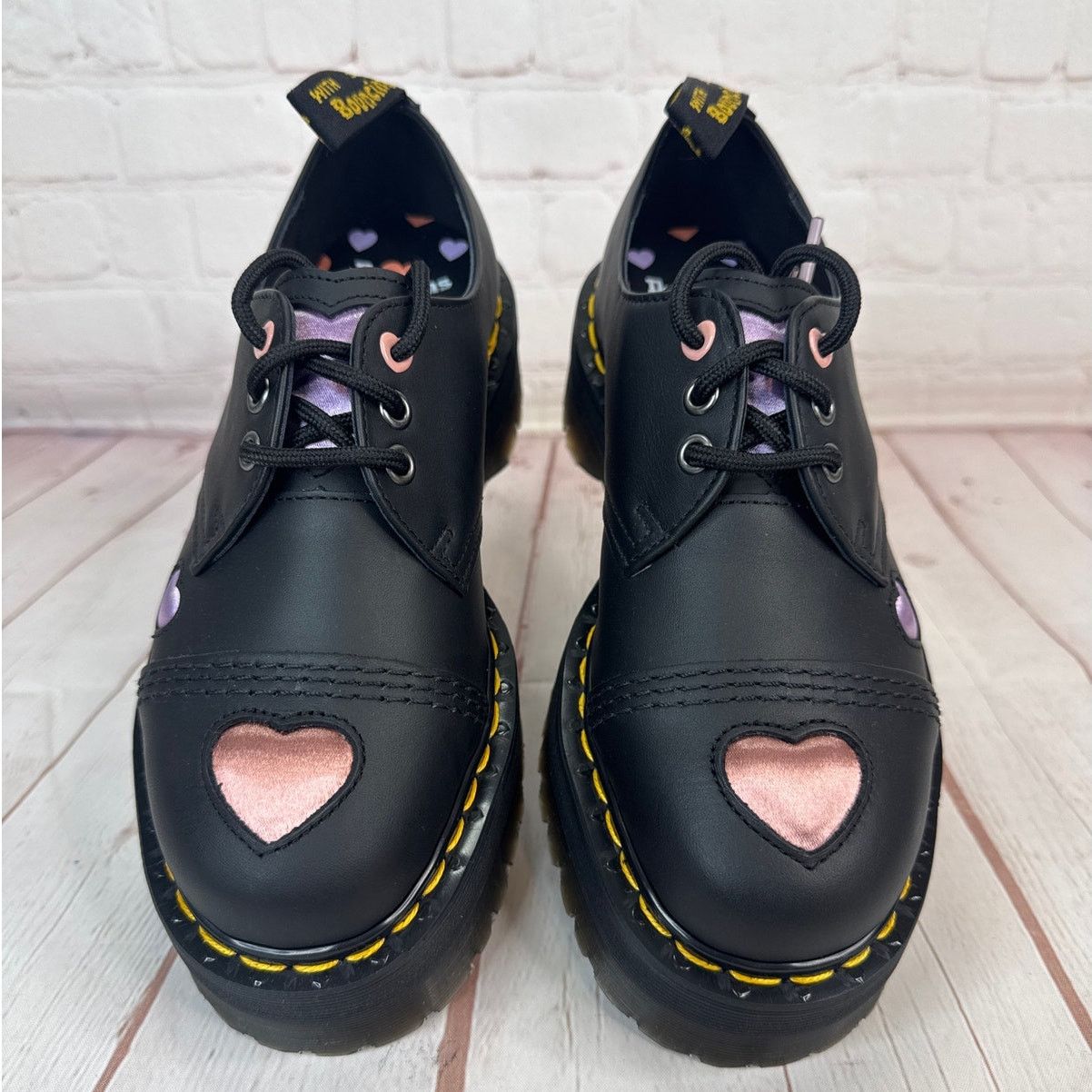 Dr. Martens 1461 Lace Up Quad Heart Leather Platform Shoes