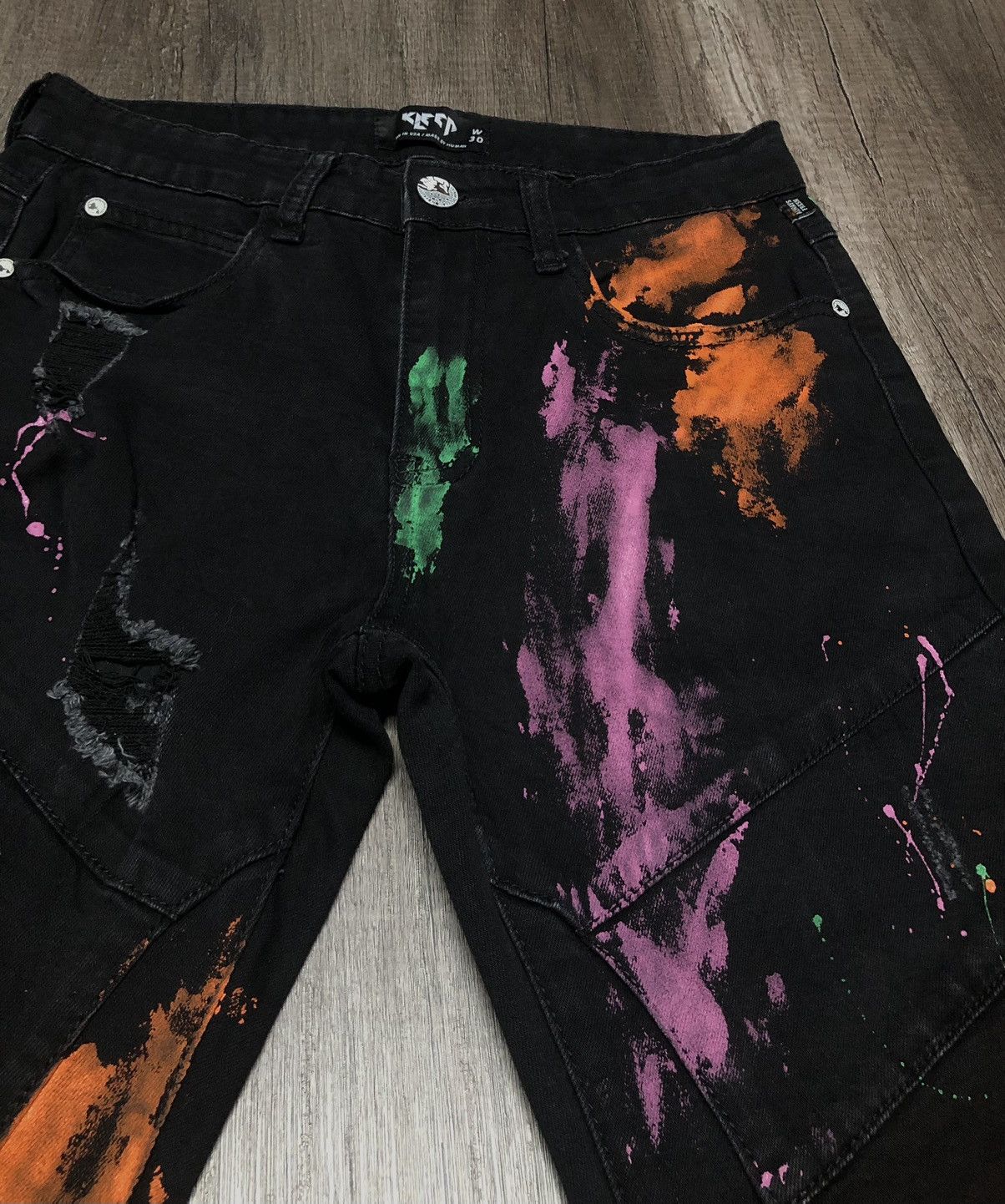 Designer Denim Distillation by Kleep Black Tye Dye Size US 29 - 7 Thumbnail