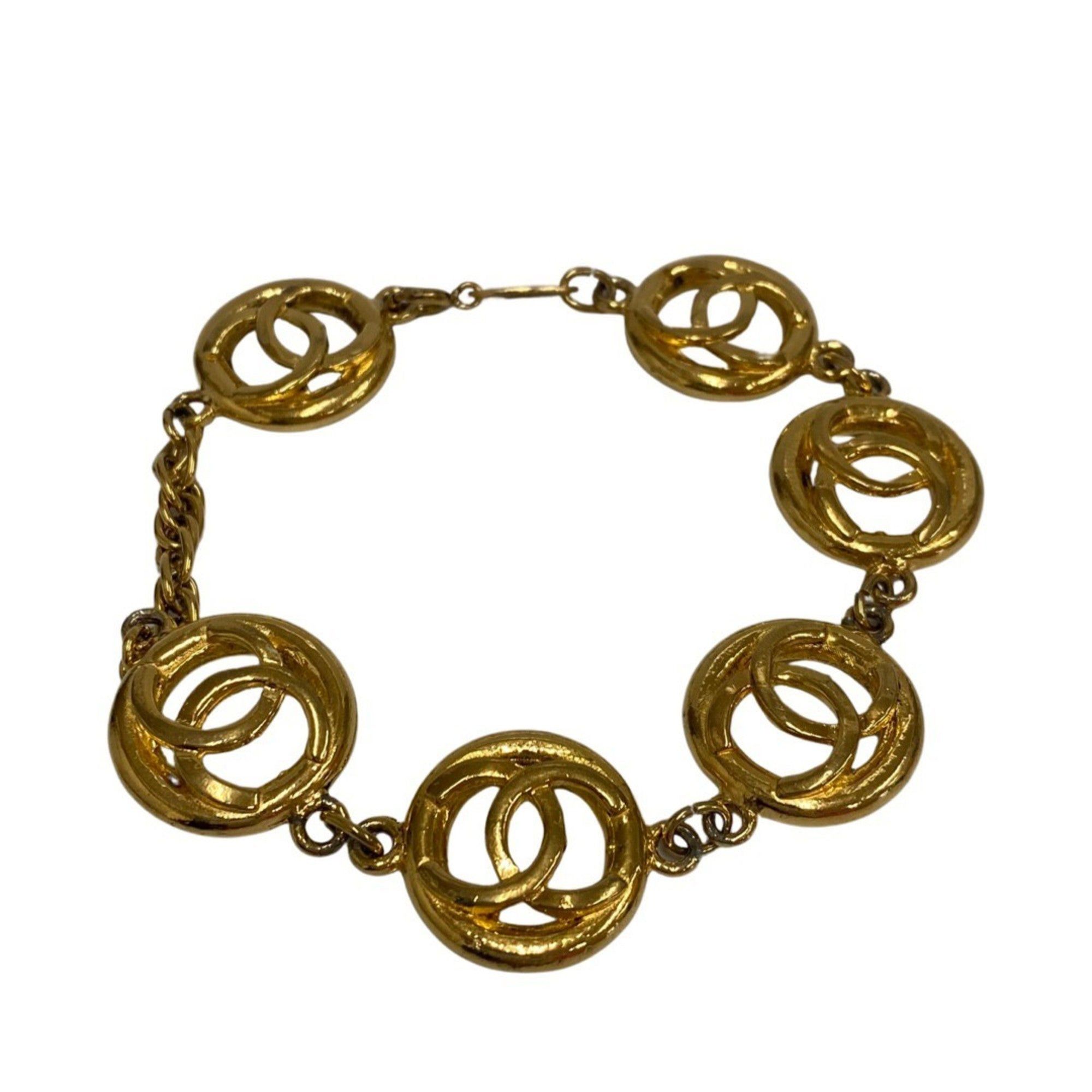 image of Chanel Vintage Coco Mark Logo Motif Bracelet Bangle Accessory Gold, Women's