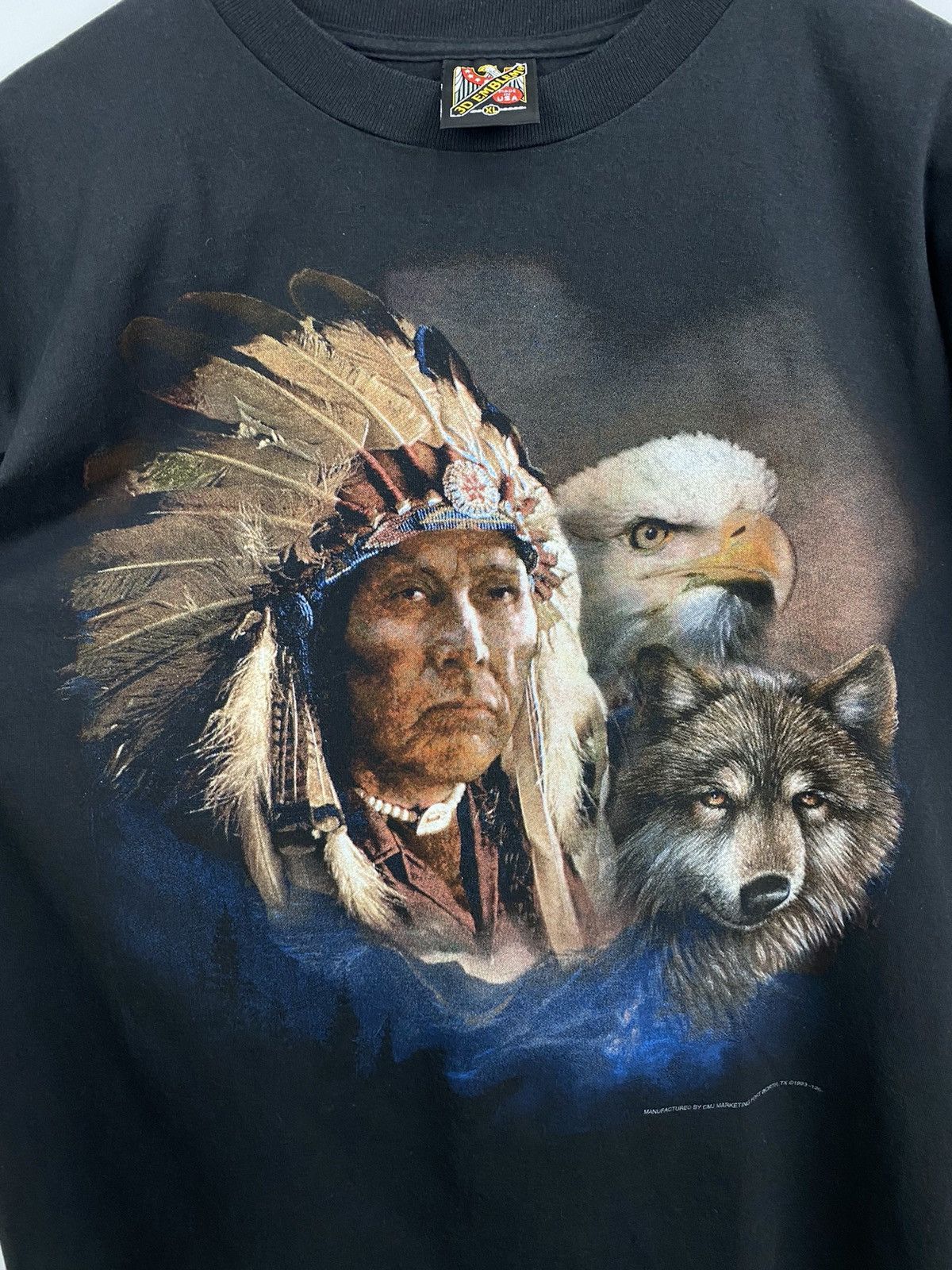 Native 🇺🇸 Vintage 1993 3D Emblem Navajo Indian people t-shirt Size US XL / EU 56 / 4 - 9 Thumbnail