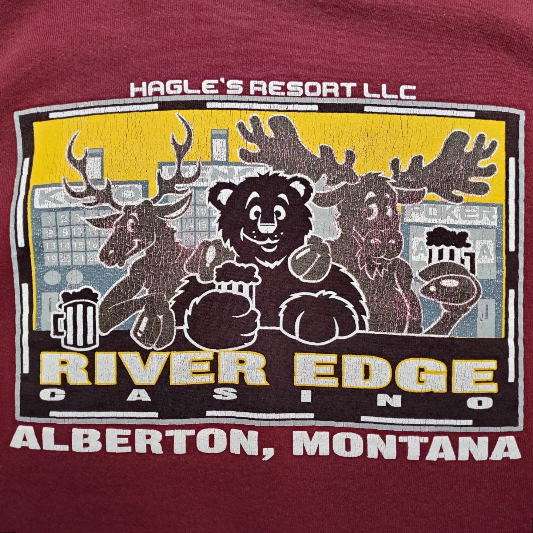 Jerzees VINTAGE Montana Sweashirt Mens L Red Rivers Edge Casino Alberton Fleece Sweatshirt Shirt Wool? Size US L / EU 52-54 / 3 - 2 Thumbnail