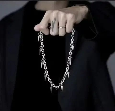 Jewelry Unisex rivet spike necklace choker jewelry chain dainty Size ONE SIZE - 1 Thumbnail