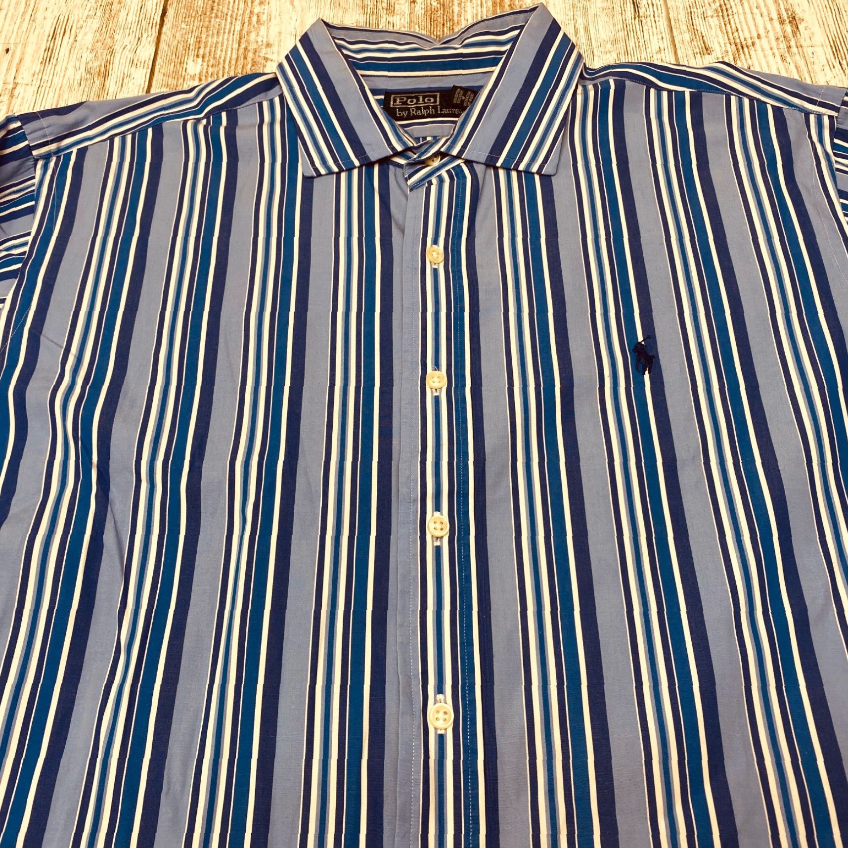 Polo Ralph Lauren Polo Ralph Lauren Shirt Mens 2XL Blue Striped Button-Down 100% Cotton 7576 Size US XXL / EU 58 / 5 - 5 Thumbnail