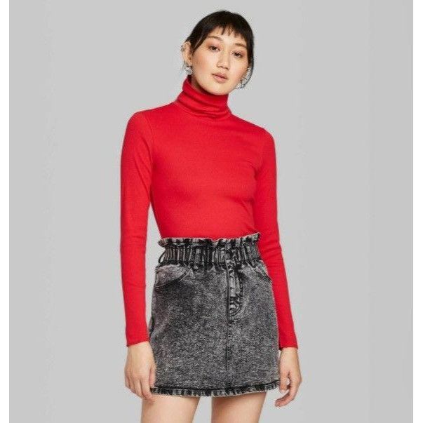 Other Women's Long Sleeve Mock Turtleneck Rib-Knit T-Shirt - Wild Size S / US 4 / IT 40 - 2 Thumbnail
