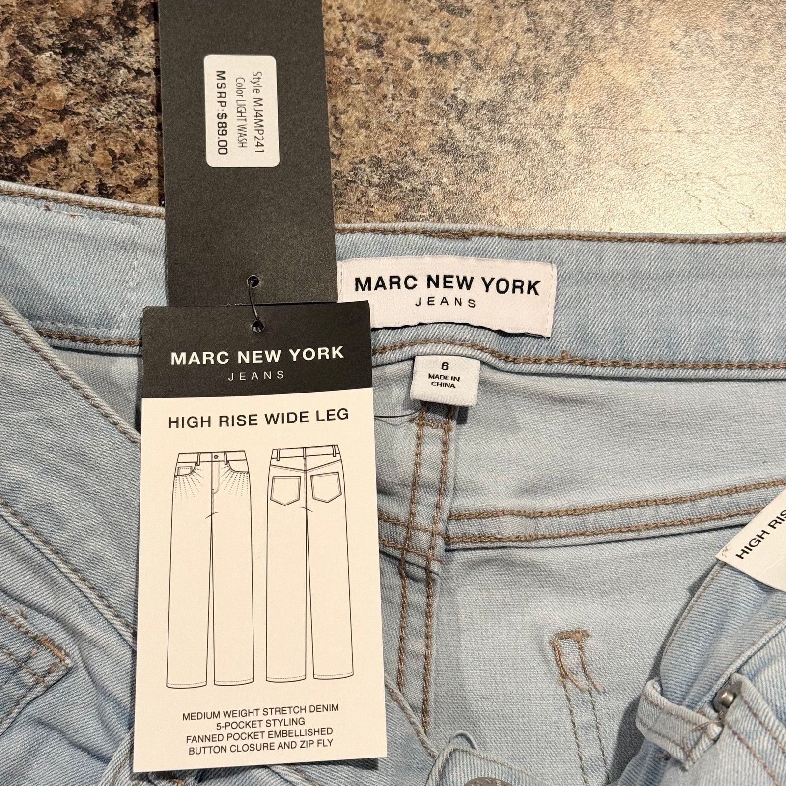 Andrew Marc NWT Marc New York Jeans Wide Leg High Rise Y2K Embellished 6 Size 28" / US 6 / IT 42 - 2 Thumbnail