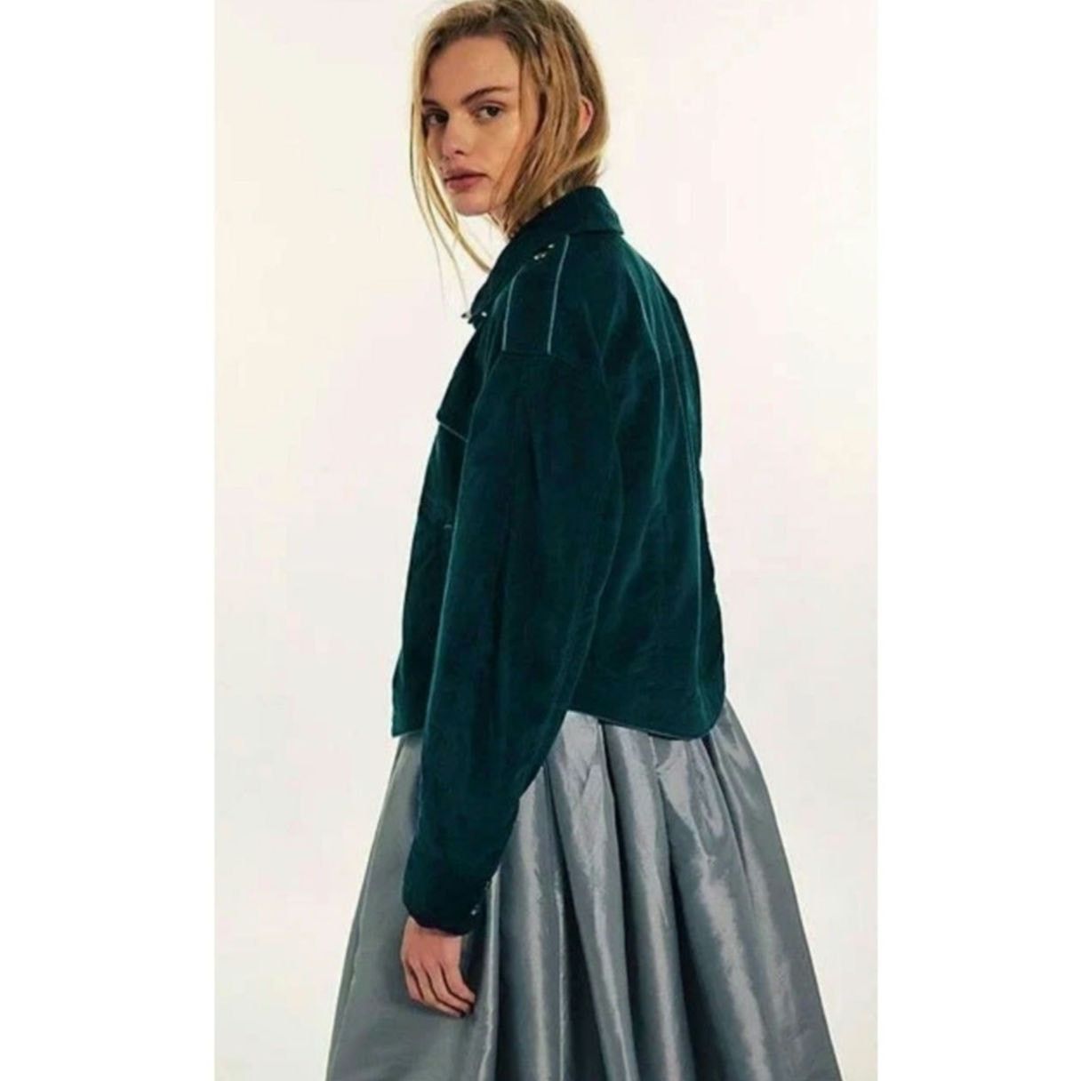 Free People New We The Free Officer Velvet Jacket $198 X-SMALL Green Size XS / US 0-2 / IT 36-38 - 3 Thumbnail