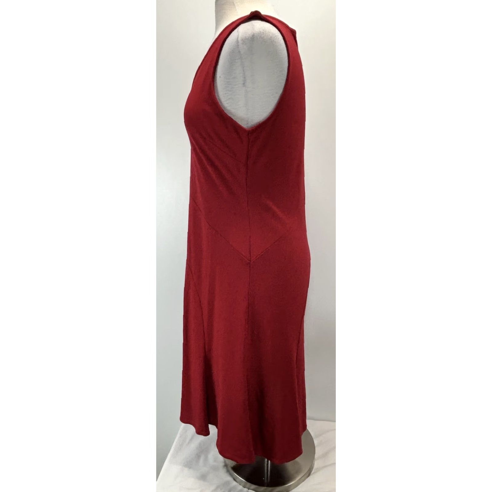 VINTAGE LOFT Ann Taylor LOFT tank Knee Length Dress 14 Women's Red Knit  Sleeveless Sheath V-