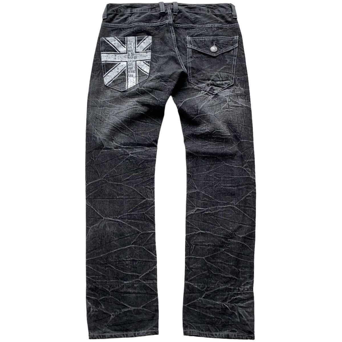 image of If Six Was Nine x Seditionaries Jack Serika Poem Prints Mad Punk Denim Jeans in Black Wash (Size 34