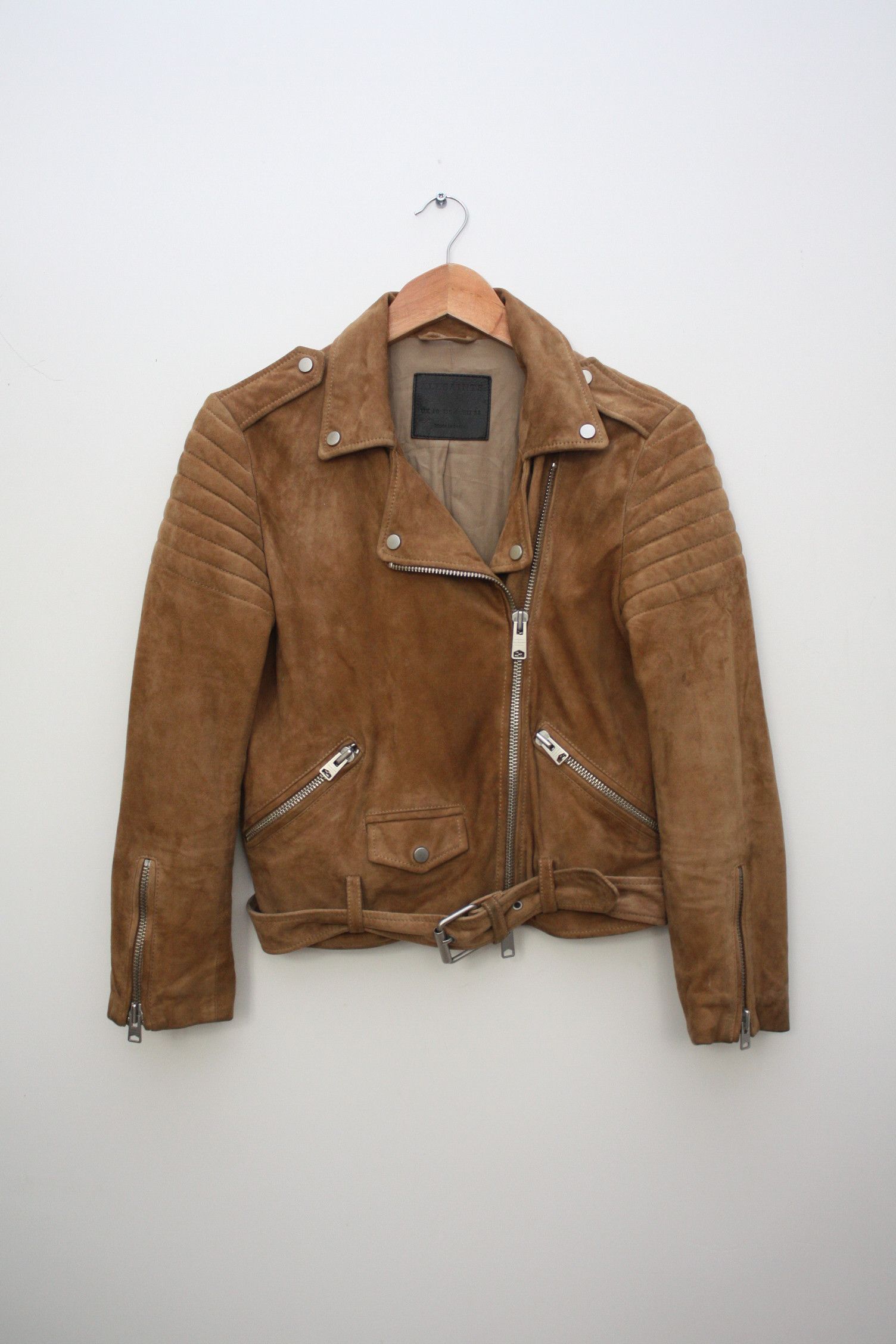 Allsaints AllSaints Hitchen Biker Goat Leather Beige Jacket US6 Size M / US 6-8 / IT 42-44 - 1 Thumbnail