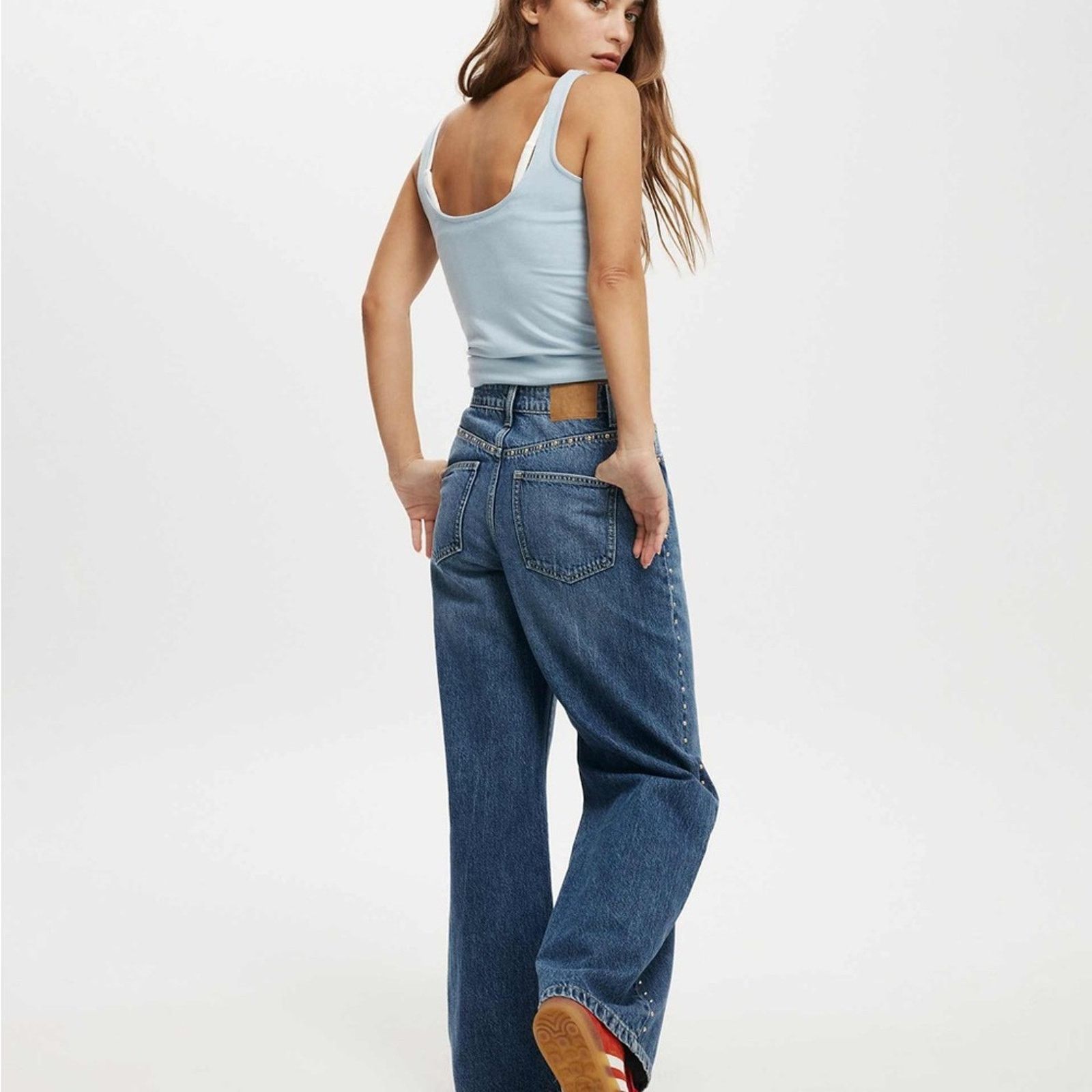 Cotton On Cotton On Relaxed Wide Leg Denim Jean Womens 30 Blue Studded Size 30" / US 8 / IT 44 - 4 Thumbnail