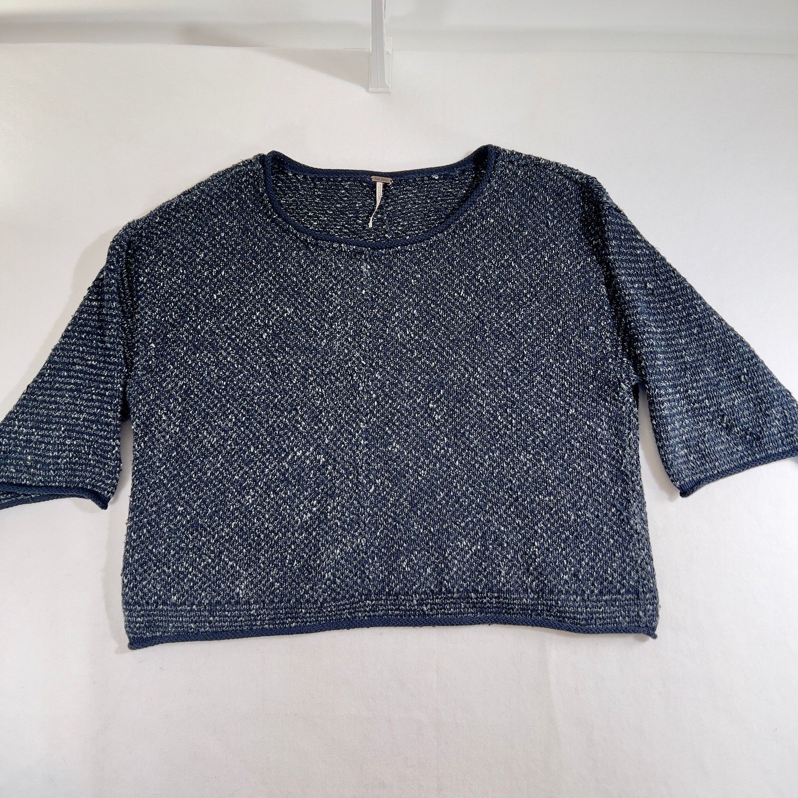 Free People Jewel Neck Knit Sweater Free People Woman L Blue 3/4 Sleeve Size L / US 10 / IT 46 - 1 Thumbnail