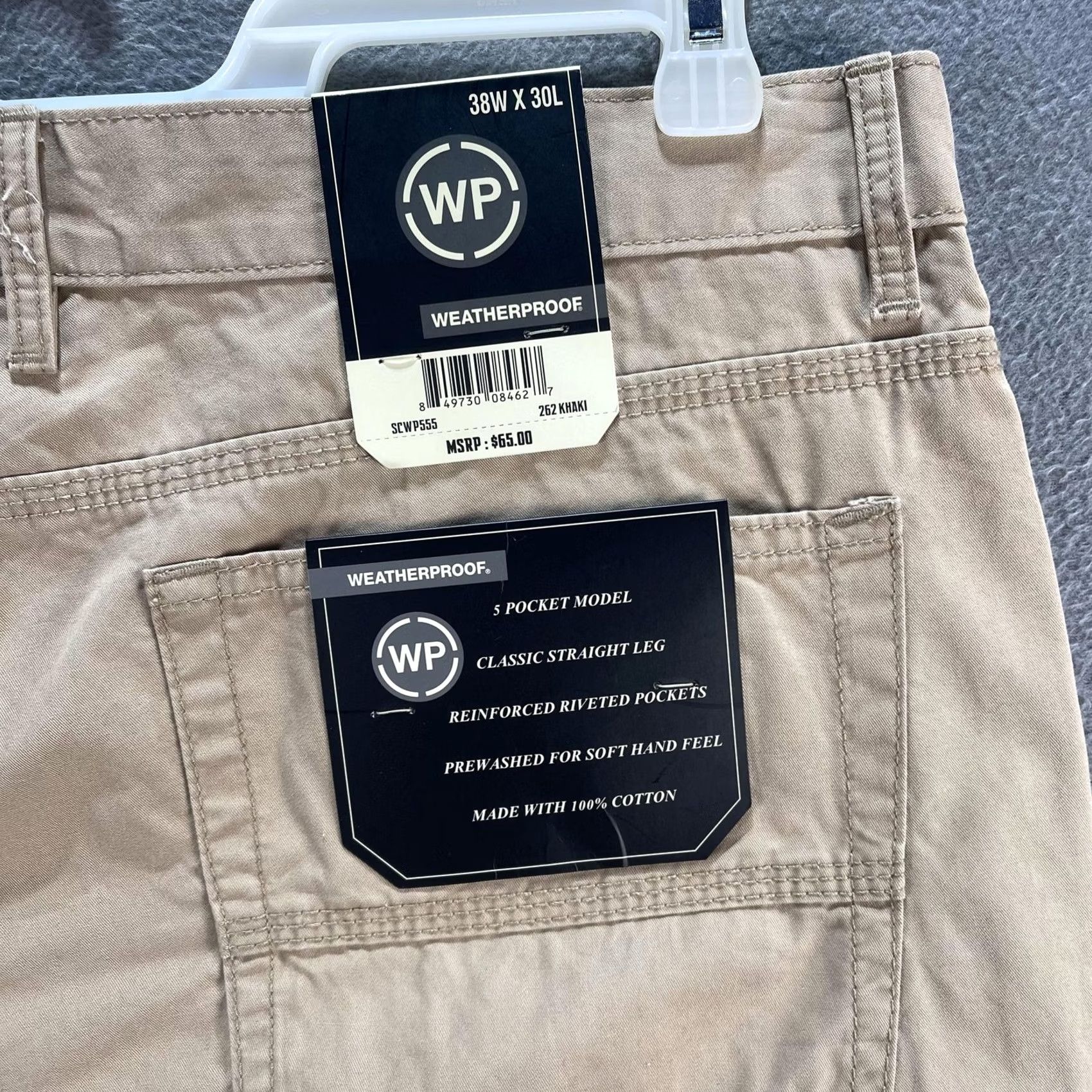 Weatherproof Weatherproof Pants Mens 38x30 Khaki Classic Straight Leg 5 Pocket Twill SCWP555 Size US 38 / EU 54 - 4 Thumbnail