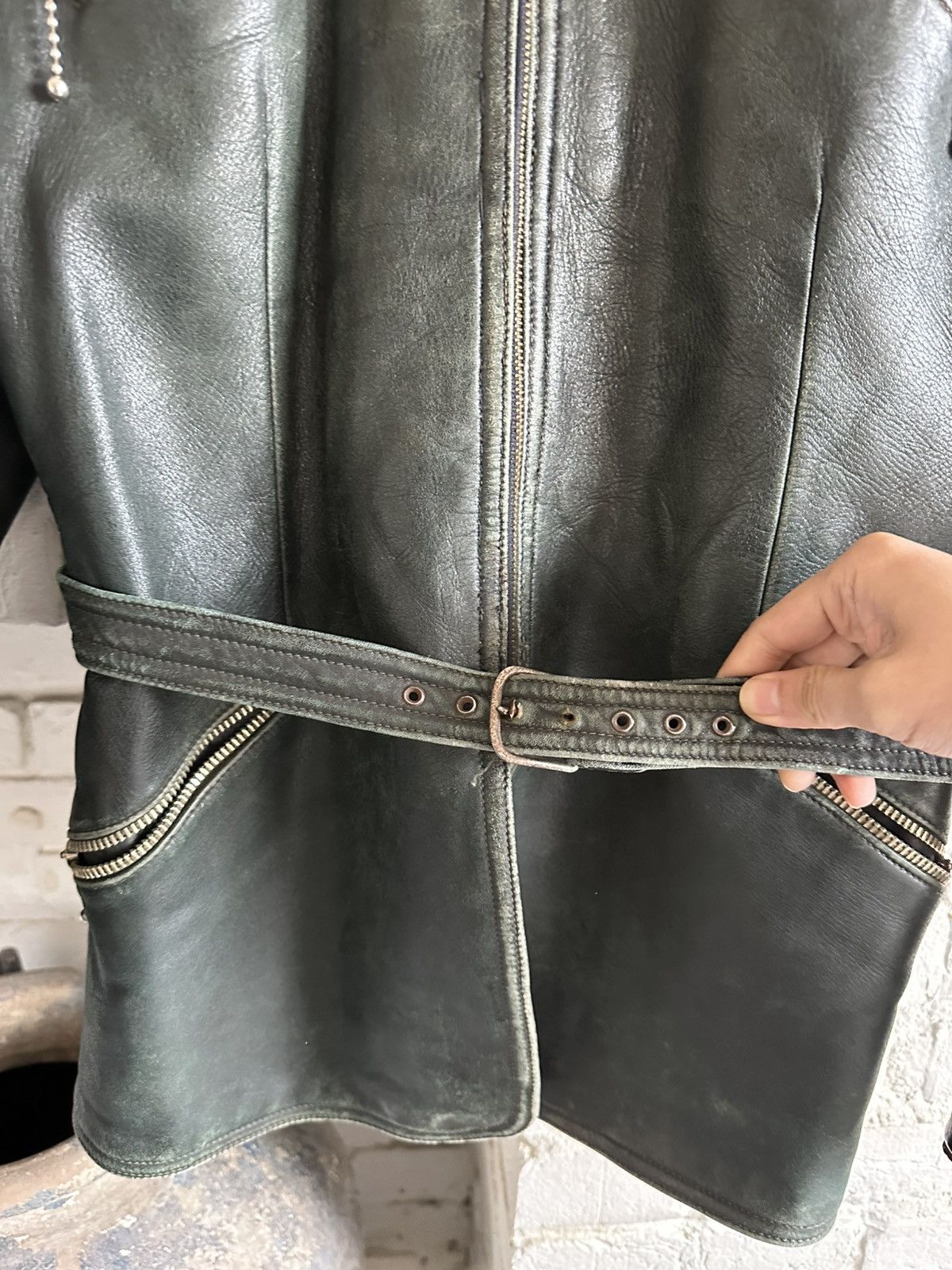 Vintage Vintage German Leather Jacket Biker Style Dark Green Size US L / EU 52-54 / 3 - 11 Thumbnail