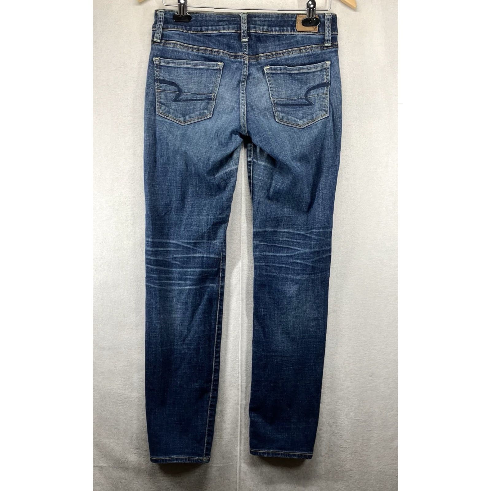 American Eagle Outfitters VINTAGE American Eagle Women's Skinny Jeans Size 4 Short 30x30 Dark Blue 90s Festival Grunge Size 27" / US 4 / IT 40 - 2 Thumbnail