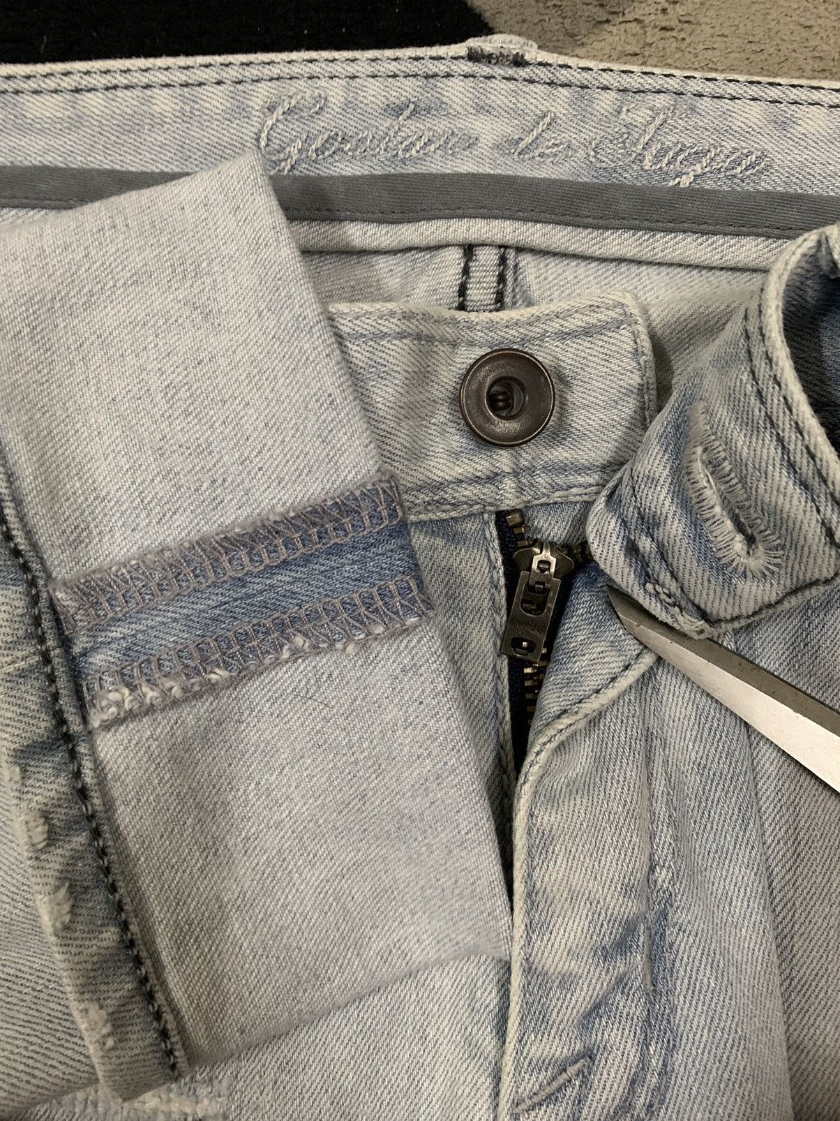 Number (N)ine Japanese Brand Gostar De Fuga Patched Distressed Punk Jeans Size US 31 - 4 Thumbnail