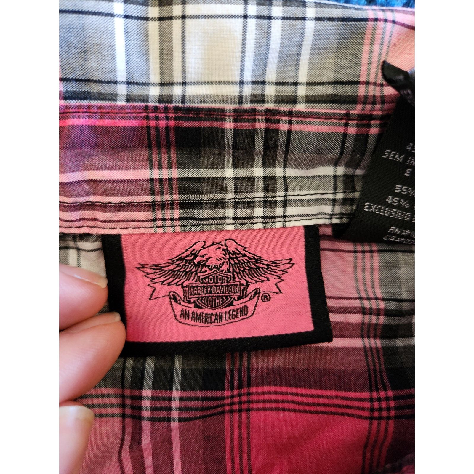 Harley Davidson Harley Davidson Women's Short Sleeve Pink Plaid Shirt Lg Size L / US 10 / IT 46 - 7 Thumbnail