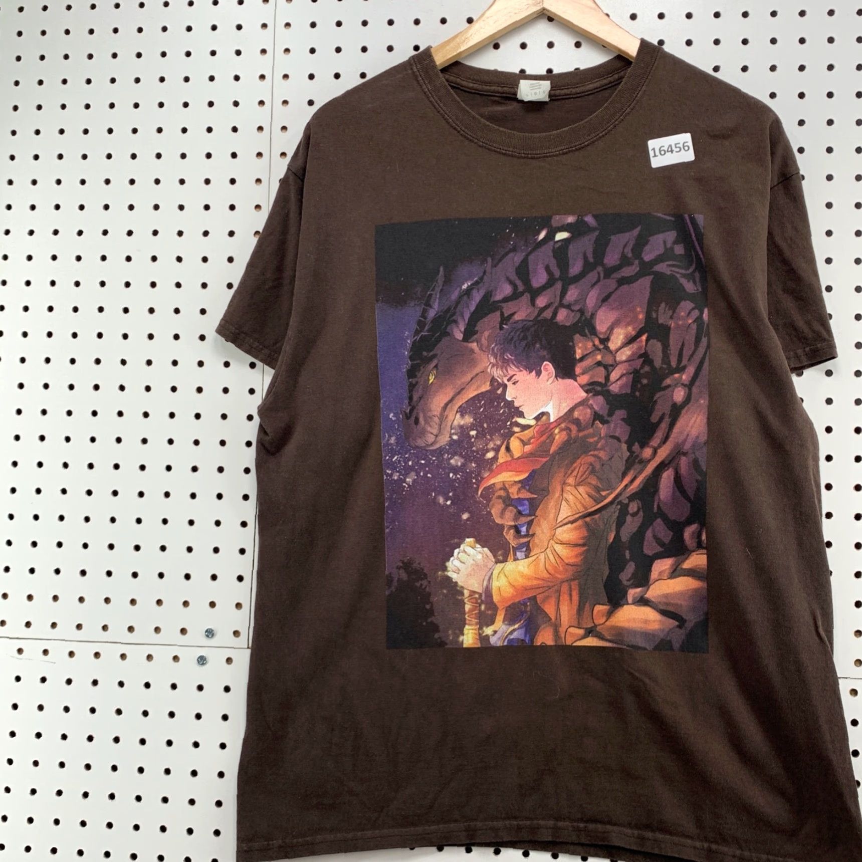 Gildan VINTAGE Gildan Lao Pendragon Shirt Brown Anime T-Shirt Adult Large Short Sleeve Last Dragonlord Mens Size US L / EU 52-54 / 3 - 4 Thumbnail