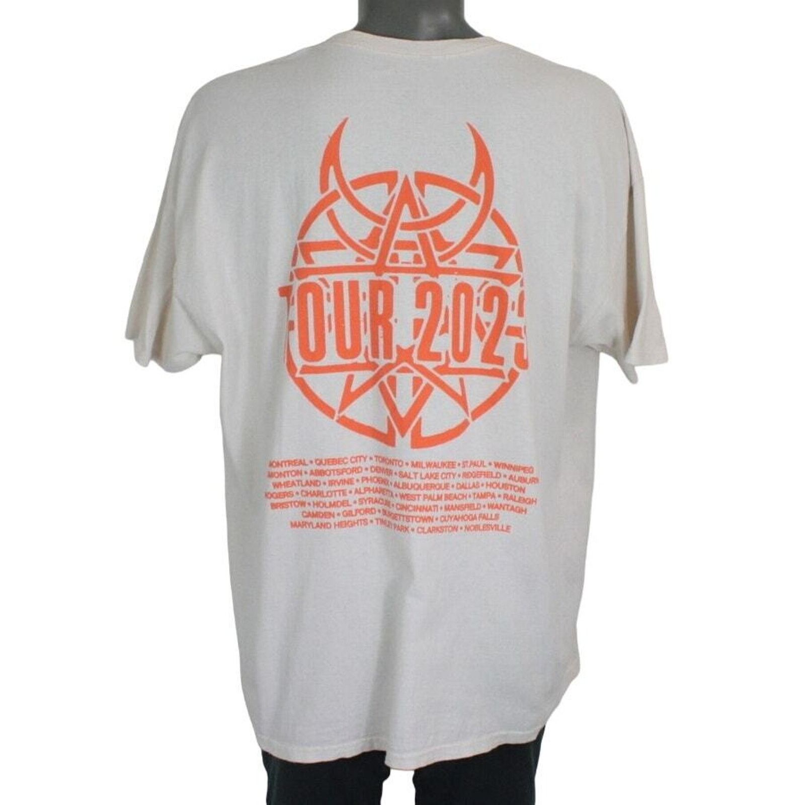 Band Tees Disturbed 2023 Tour Double Sided White T-Shirt Mens 2XL Size US XXL / EU 58 / 5 - 1 Thumbnail
