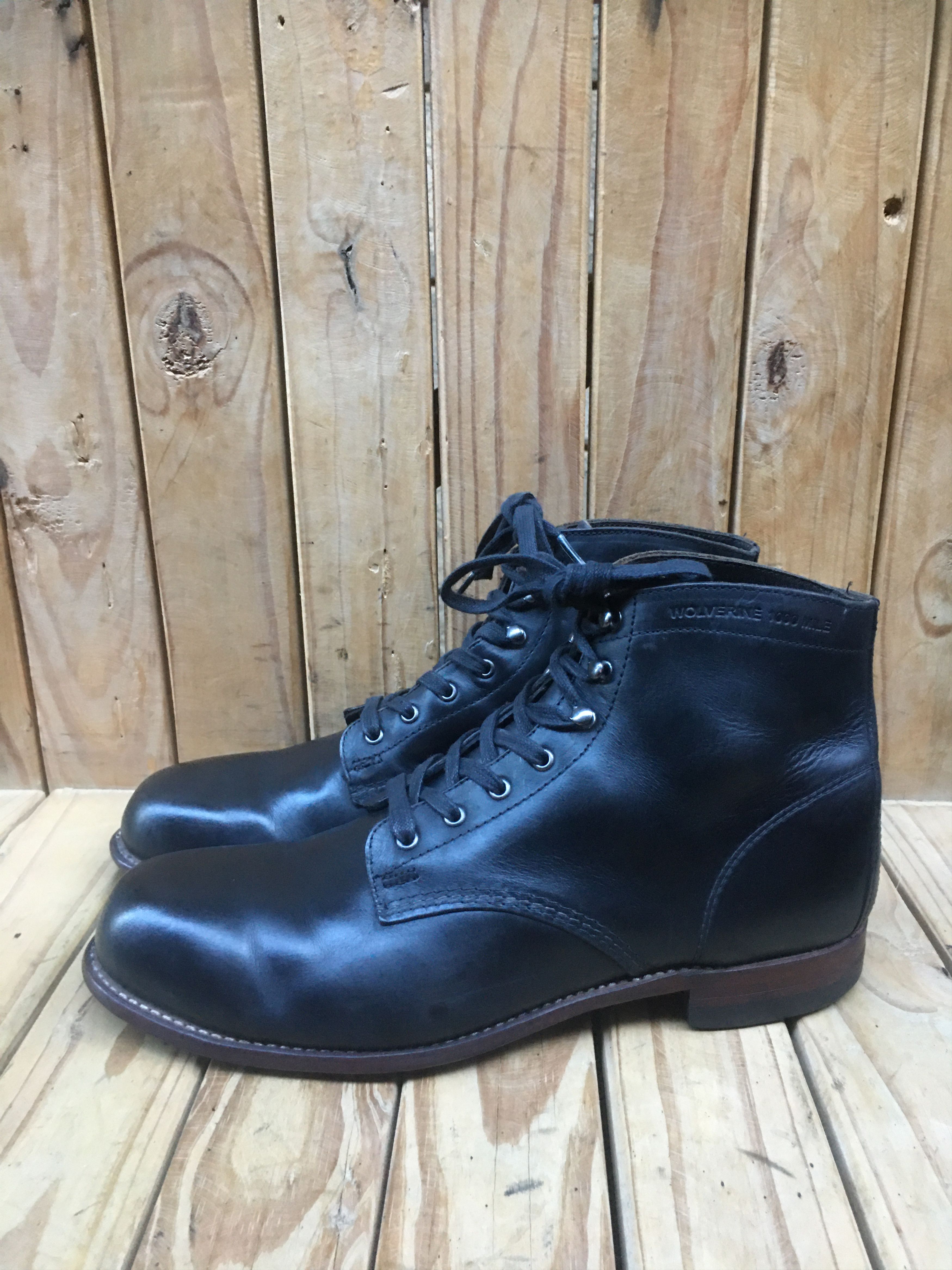 wolverine 1000 miles black leather boots sz US 12 D