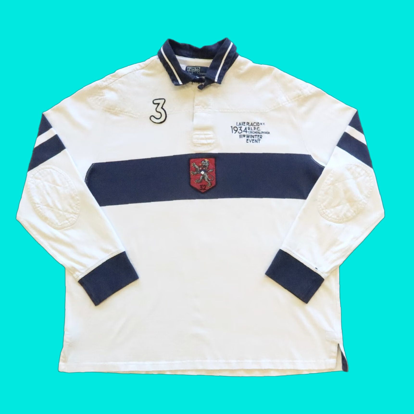 Polo Ralph Lauren VINTAGE Polo Ralph Lauren Lake Placid Crest 1934 Rugby Shirt Size US XXL / EU 58 / 5 - 1 Thumbnail