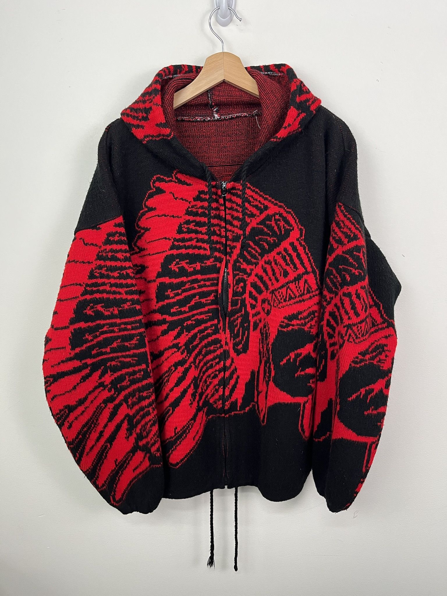 Vintage 90s Native Woven Hoodie 1990s Baja Hoodie Size XL