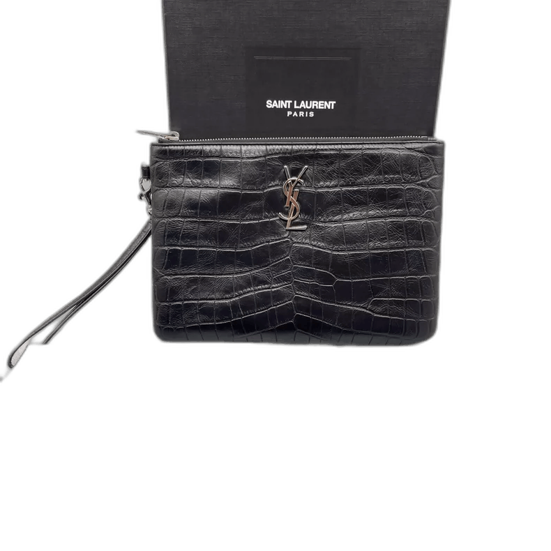 Yves Saint Laurent YSL Crocodile Texture Clutch Bag Size ONE SIZE - 1 Thumbnail
