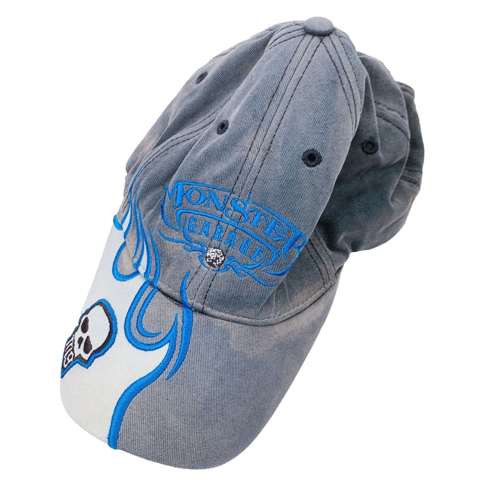 Garage Sportgear Cap One Size Blue Cotton Strapback Dad Hat 2005 Monster Garage M9 Skull Gray Blue Kingpin 2000s Vintage? Size ONE SIZE - 2 Thumbnail