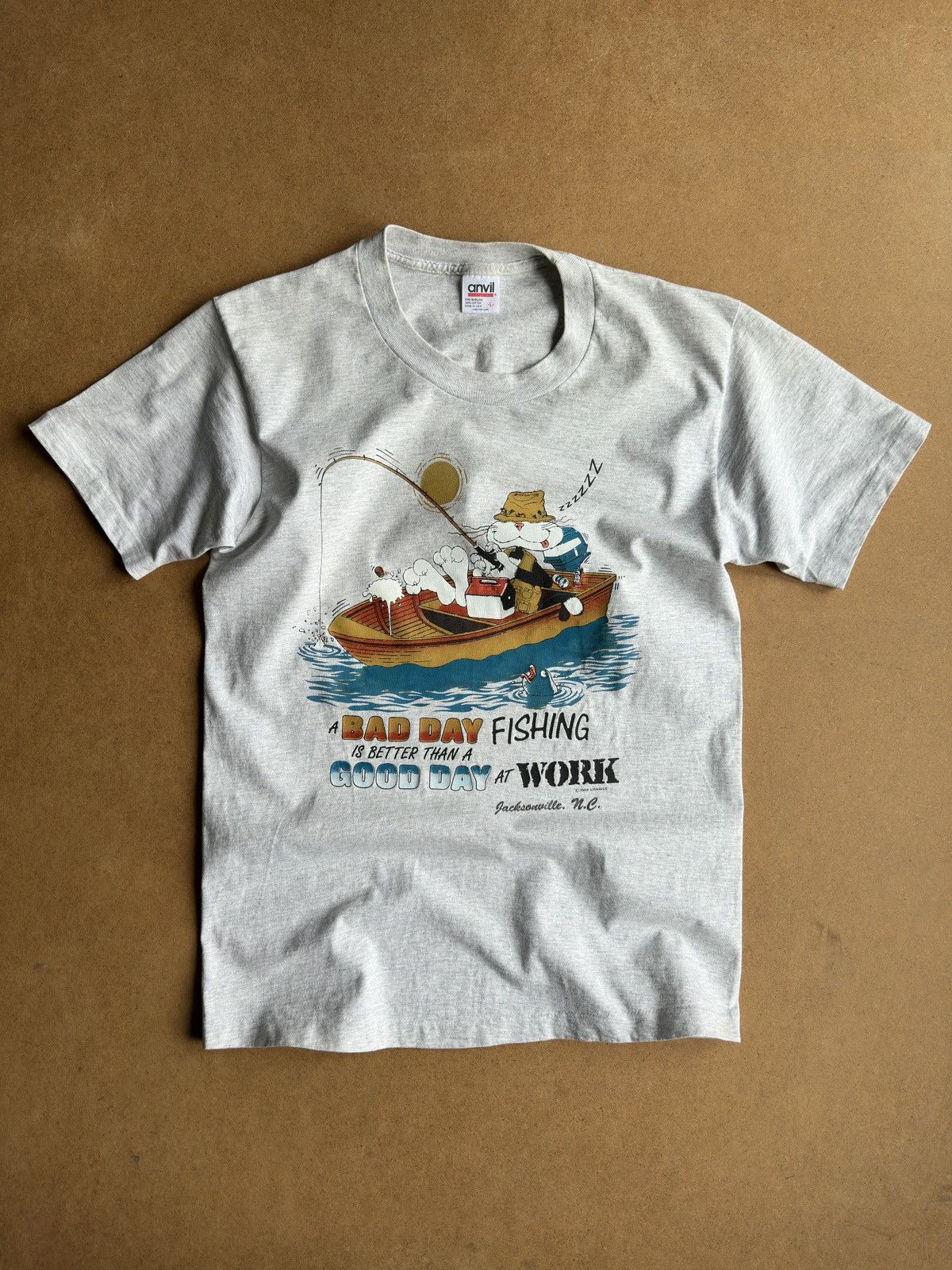 Vintage Vintage 1988 Bad Day Fishing Humor Graphic Single Stitch Tee Size US L / EU 52-54 / 3 - 1 Thumbnail