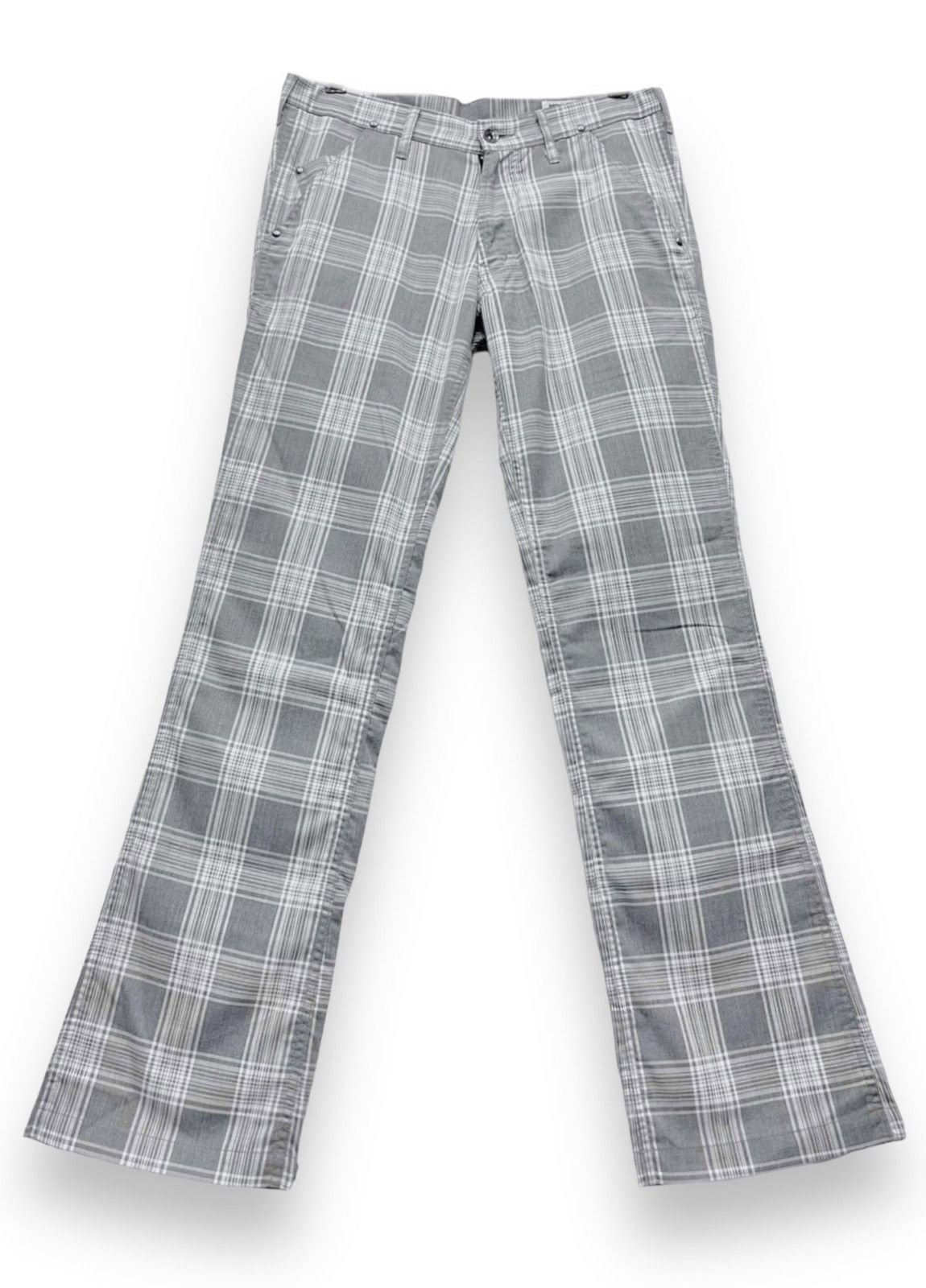 semanticdesign SEMANTIC Punk Checkered Gray Tartan Light Rayon Blends Flare Size US 30 / EU 46 - 2 Thumbnail
