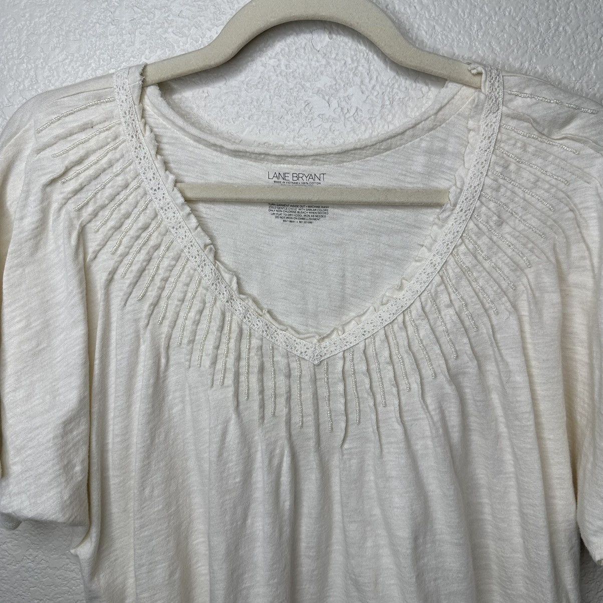 Other Lane Bryant Pleated Beaded Neck Short Sleeves Top Size XL / US 12-14 / IT 48-50 - 4 Thumbnail