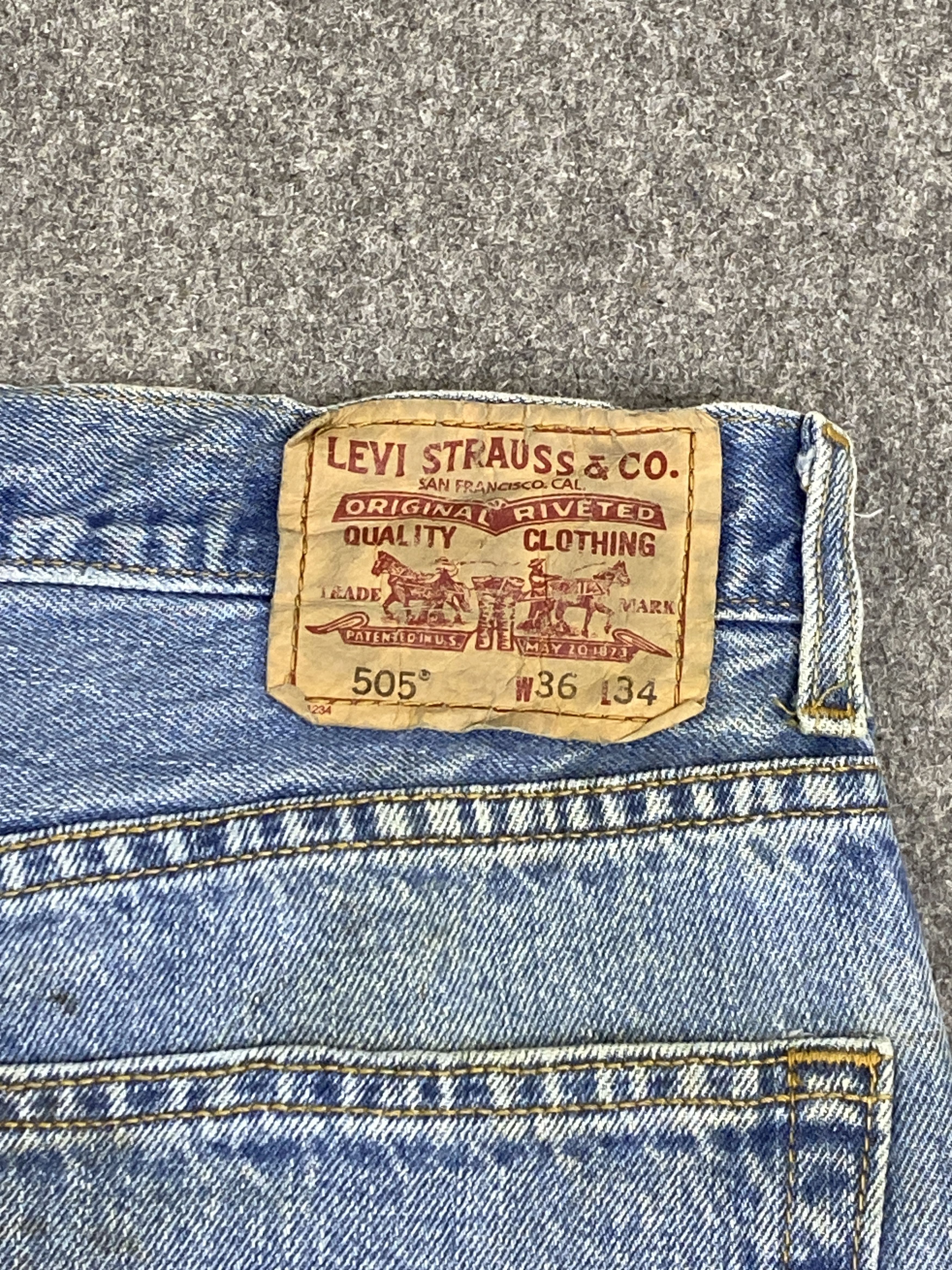 Vintage Levis 505 Splatter Paint Blue Denim Jeans