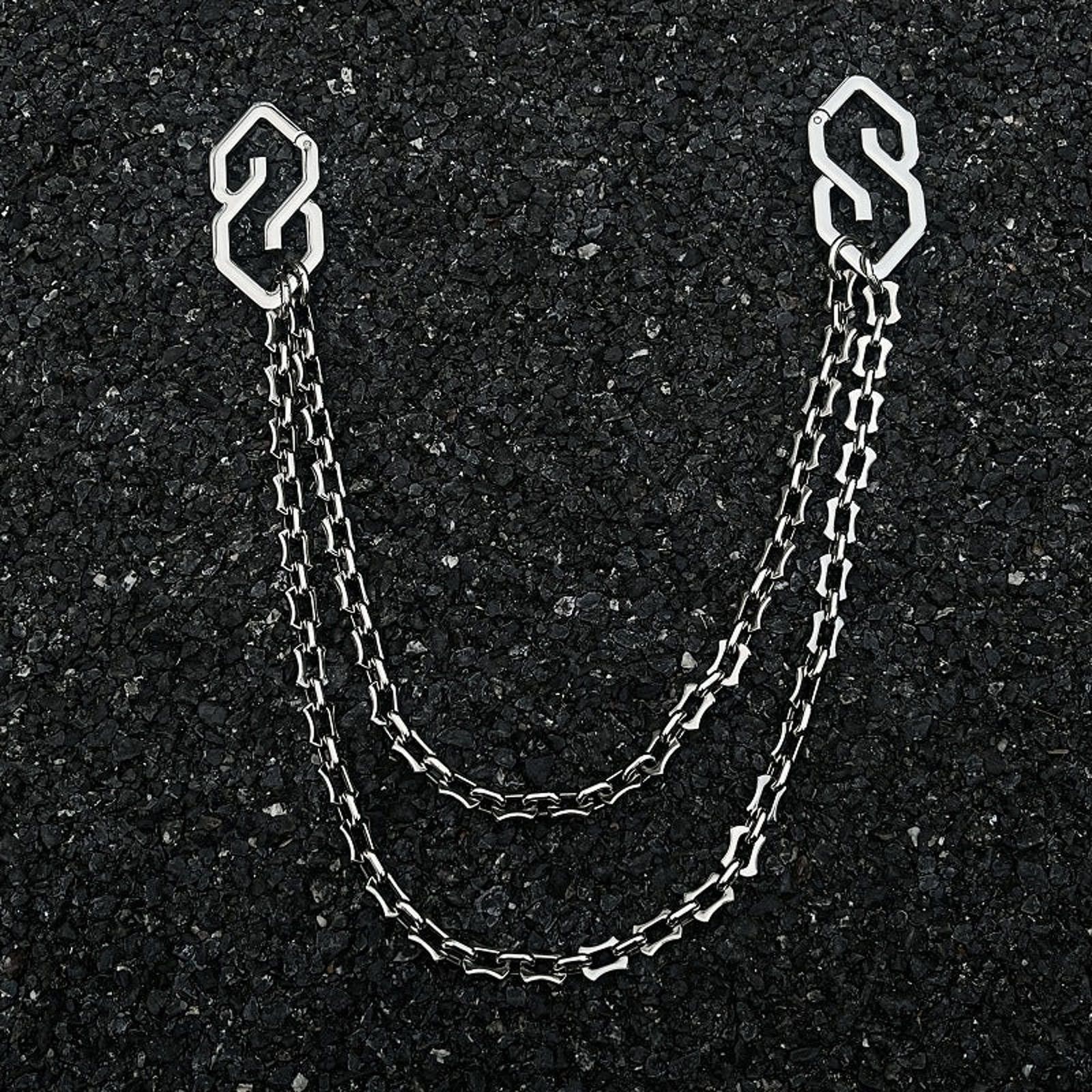 Jewelry Silver Double Chain Wallet Pants Accessory, Men's Chain Size ONE SIZE - 3 Thumbnail