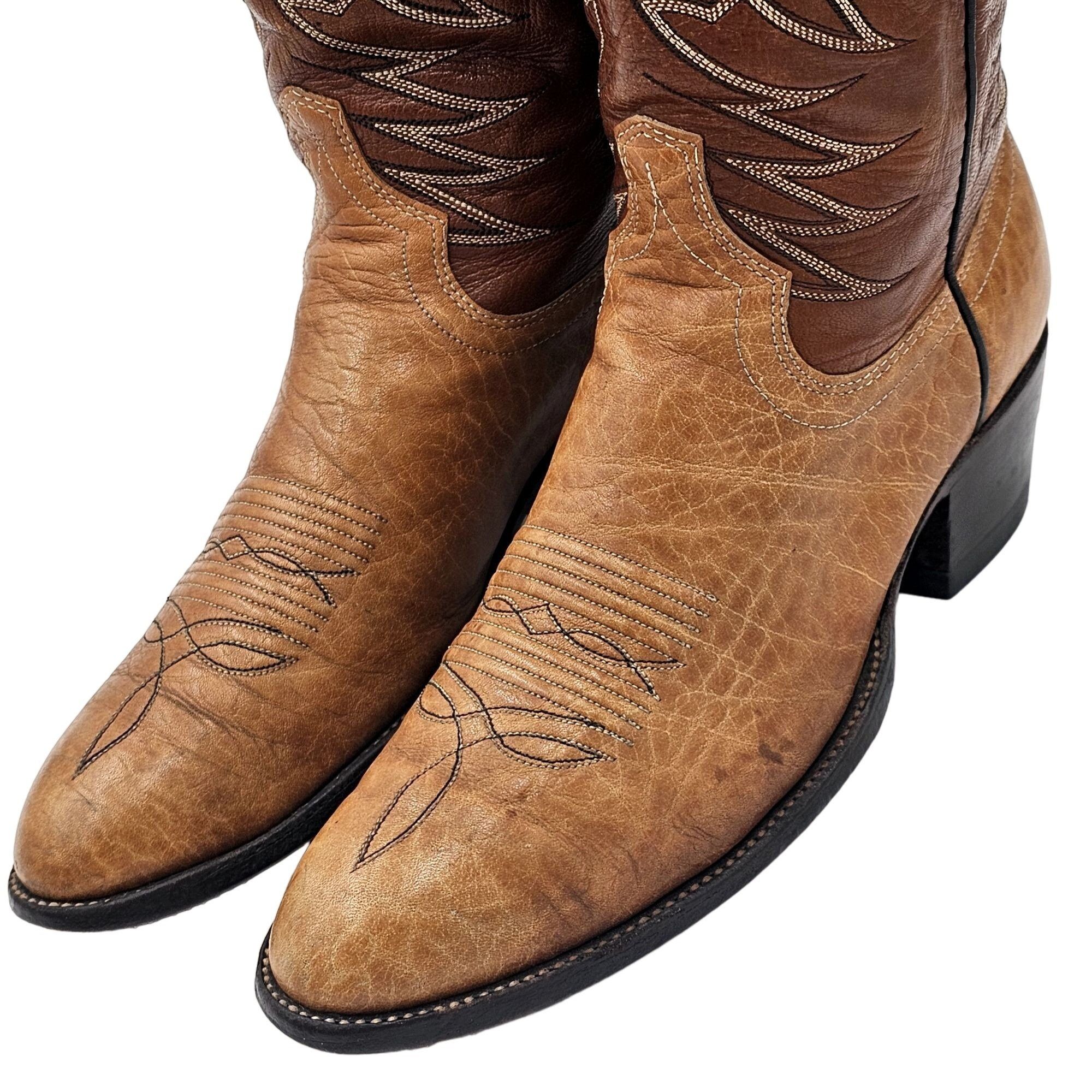 Dan Post Vintage Dan Post Exotic Print 6758 Mens 9.5D Brown Leather Size US 9.5 / EU 42-43 - 8 Thumbnail