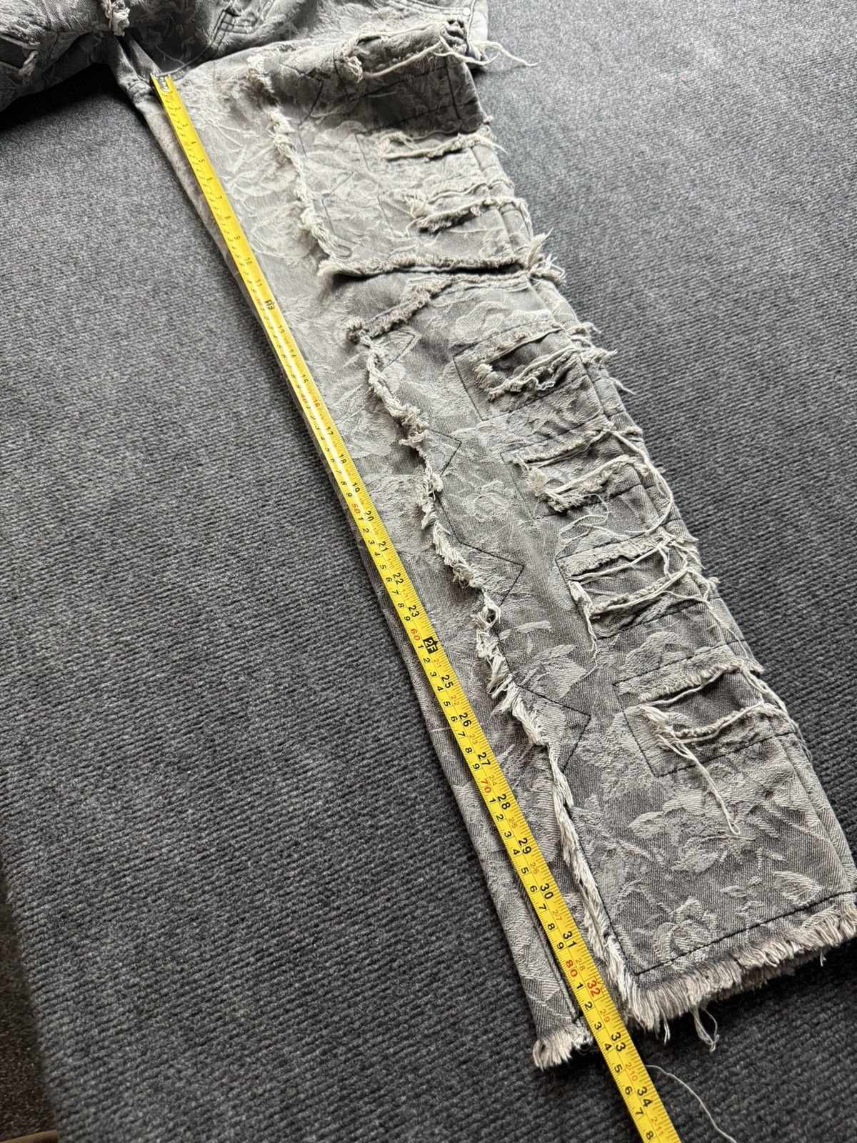 Japanese Brand 00s Distressed Grey Denim Jeans Opium Punk Grunge Wide Leg Size US 32 / EU 48 - 18 Thumbnail