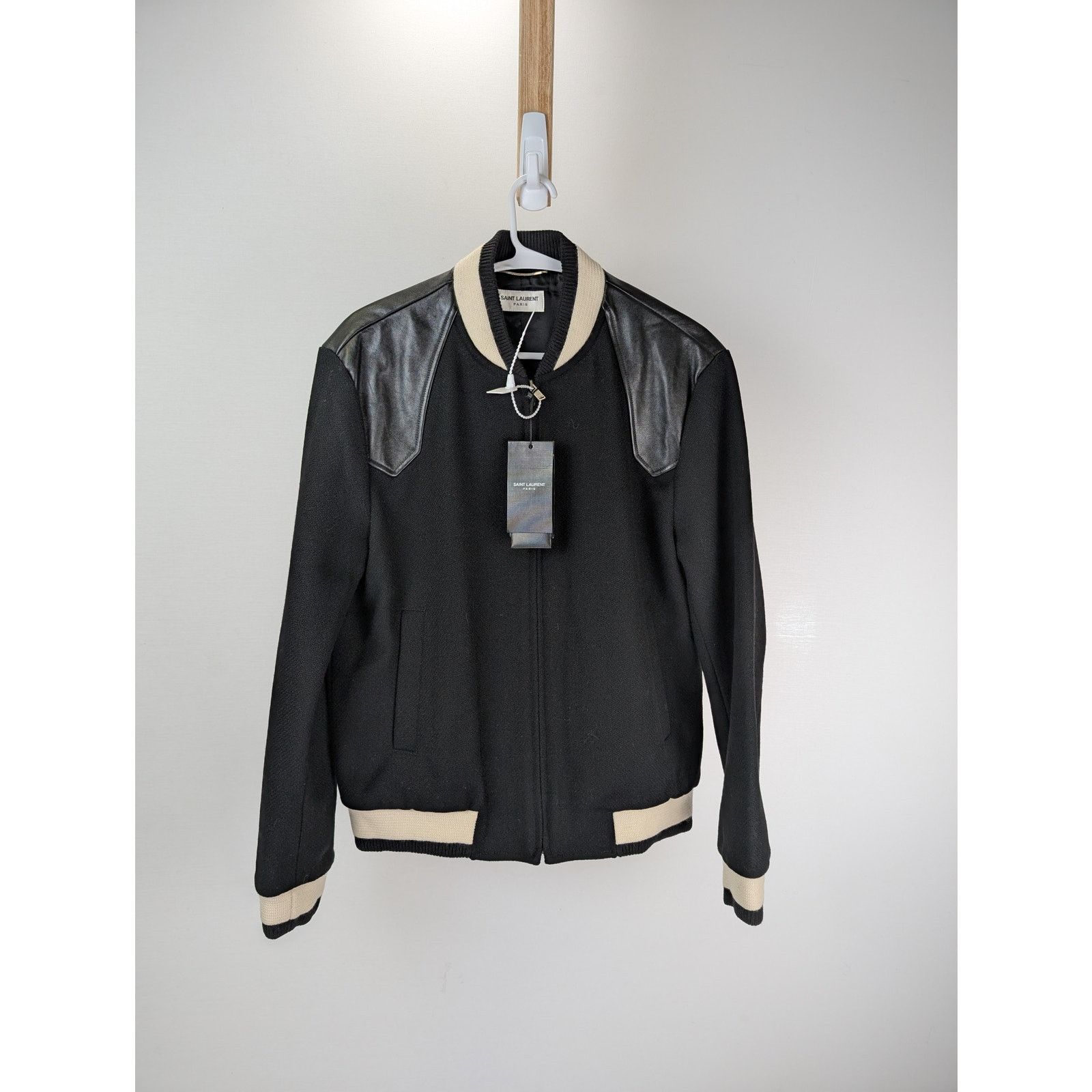 Saint Laurent Paris o1rshd1 CC20 Zipper Jacket in Black/Beige Size US M / EU 48-50 / 2 - 2 Thumbnail