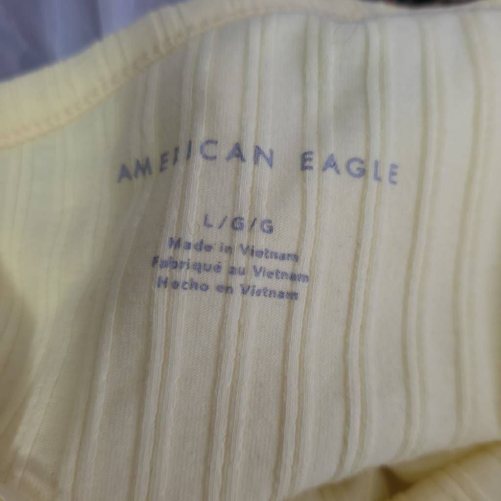 American Eagle Outfitters American Eagle Women's Sz Large Yellow Ribbed One Shoulder T Size L / US 10 / IT 46 - 2 Thumbnail