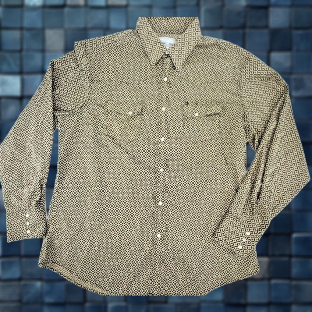 Wrangler VINTAGE Wrangler Wrancher Long Sleeve Western Shirt Men XL Geometric Green Brown Size US XL / EU 56 / 4 - 1 Thumbnail