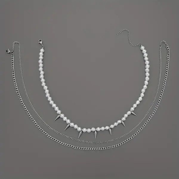 Jewelry × Vintage Three Layer Bullet Pearl Men's Necklace Size ONE SIZE - 2 Thumbnail