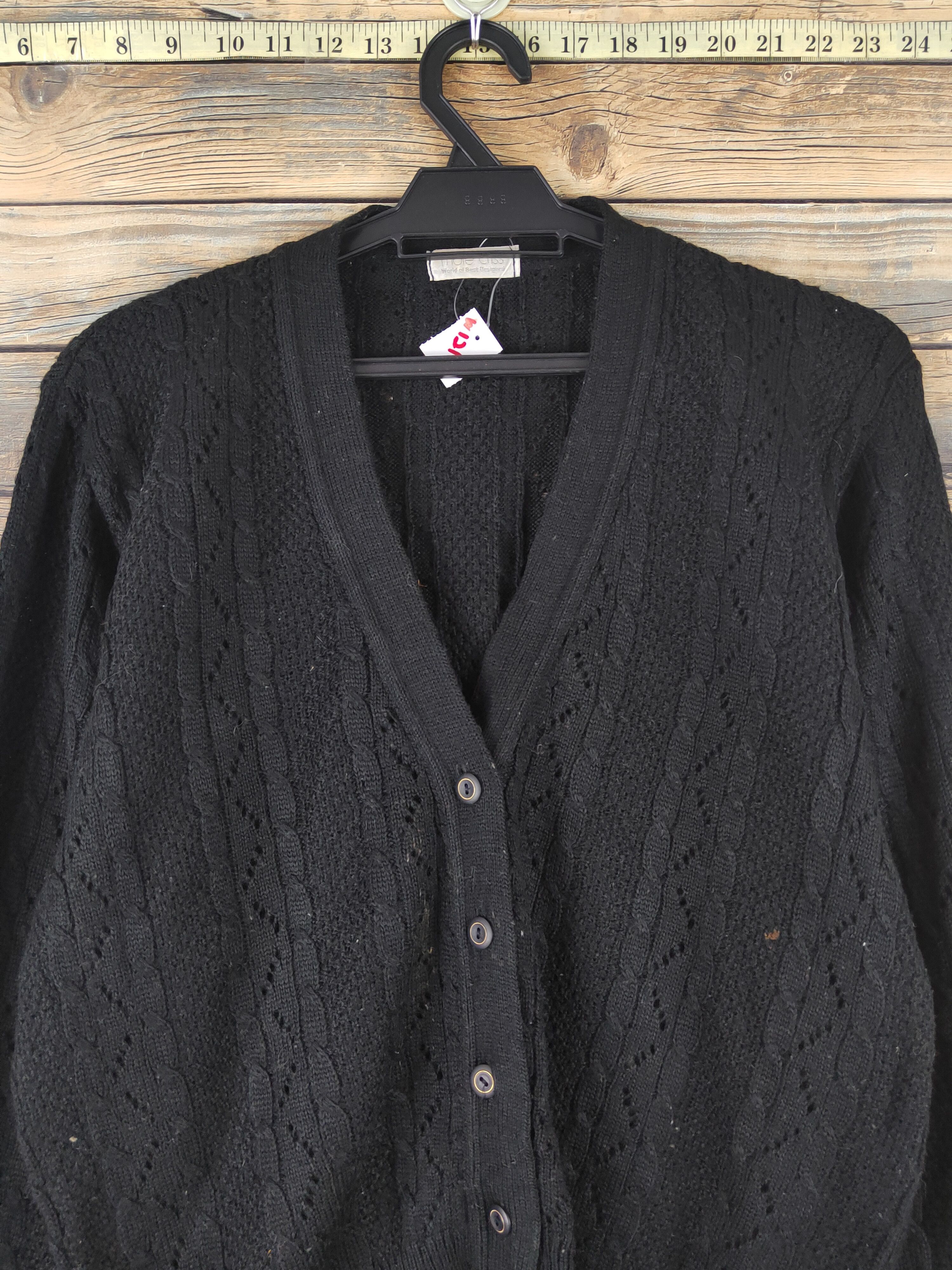 Aran Isles Knitwear × Japanese Brand More Criss Black Knitwear Cardigan #W1216 Size M / US 6-8 / IT 42-44 - 2 Thumbnail