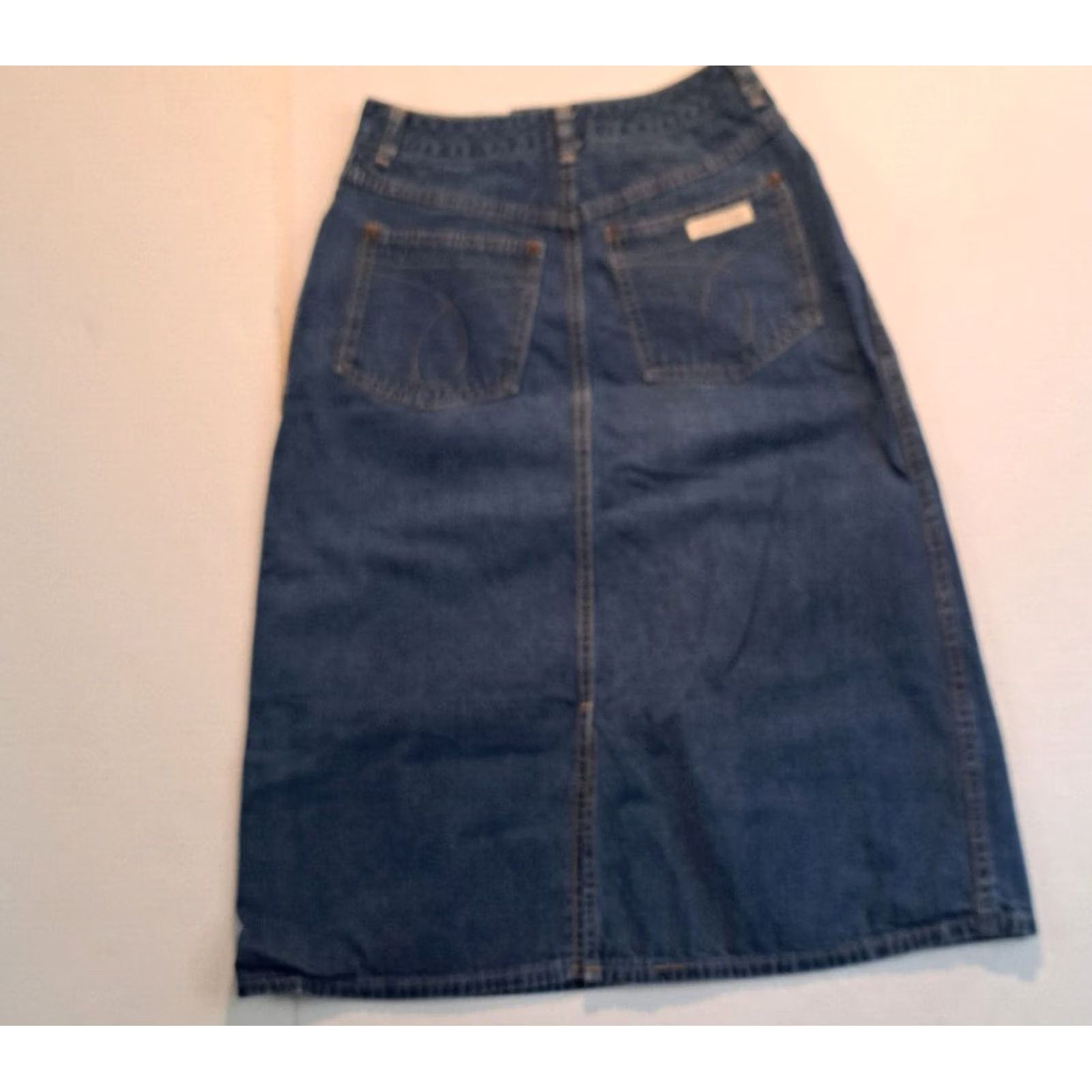 Calvin Klein Calvin Klein Skirt Women Jeans Blue Knee Length Denim Flare 6 EUC Small-Medium USA Made Size 28" / US 6 / IT 42 - 8 Thumbnail