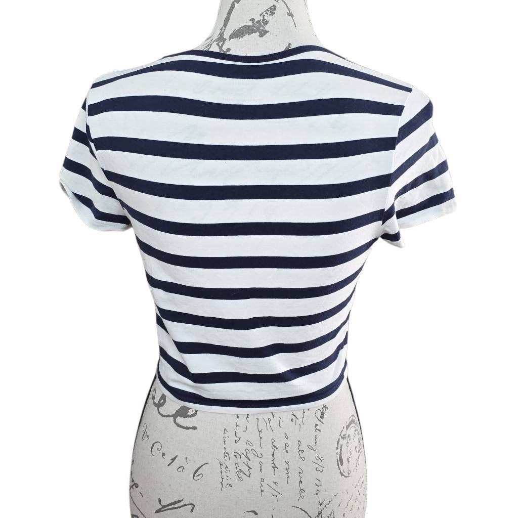 Express Express Women's Size Medium Navy White Striped Sexy Stretch Size M / US 6-8 / IT 42-44 - 3 Thumbnail
