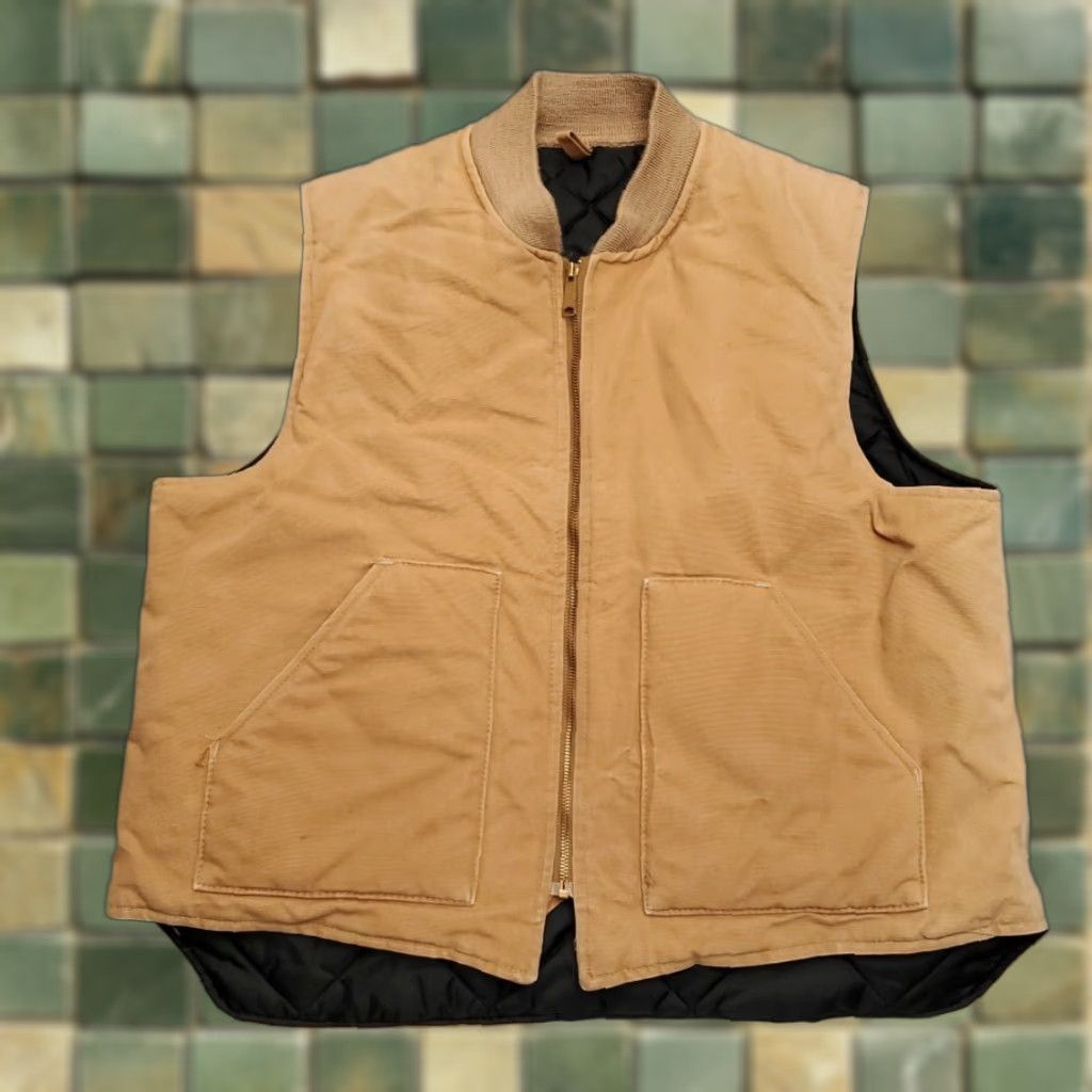 Carhartt VINTAGE Carhartt Vest Mens 2XL Brown Quilt Lined Duck Canvas Workwear VQ186 USA Size US XXL / EU 58 / 5 - 1 Thumbnail