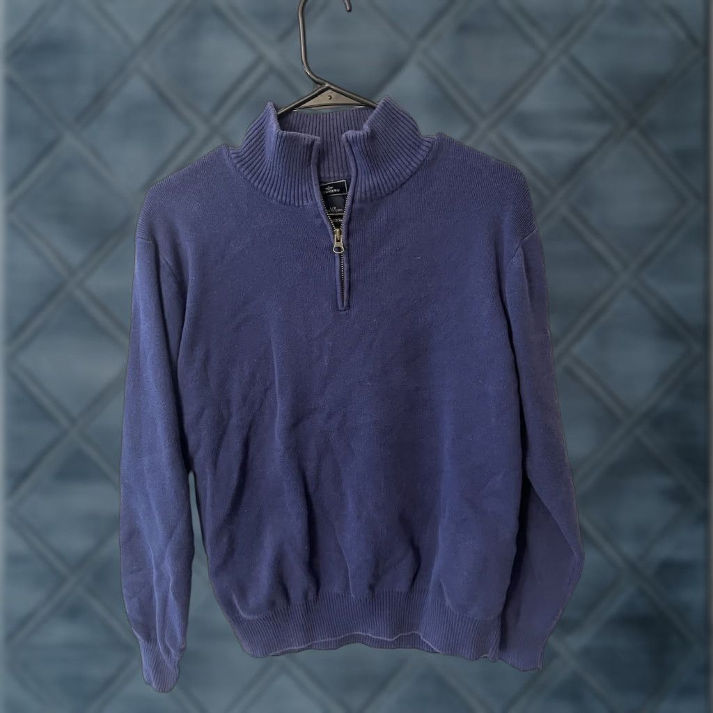 Dockers DOCKERS 1/4 Zip Sweater Men's Large Navy Blue Mock Neck Pullover Size US L / EU 52-54 / 3 - 1 Thumbnail