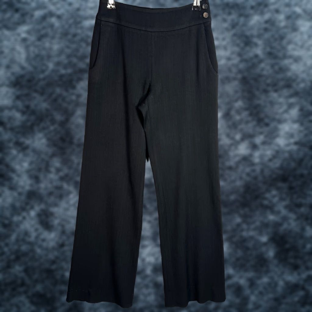 Escada VINTAGE ESCADA Pants Wide-Leg Wool Blend Adult Women 32 Black Wool Dress Pants 30 In Inseam Womens Size 24" / US 00 / IT 34 - 1 Thumbnail