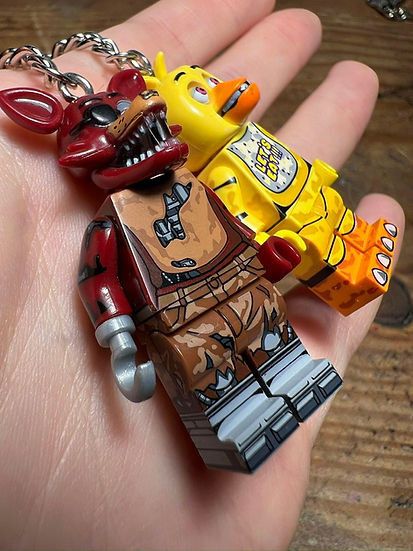 Cartoon Network FNAF Foxy Chica minifigure keychain custom handmade Size ONE SIZE - 6 Thumbnail