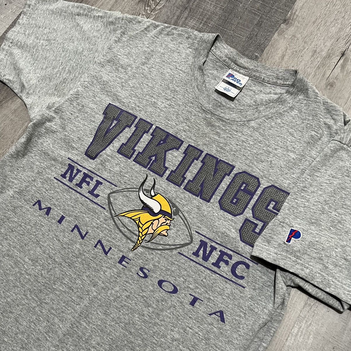 Pro Player × Vintage Pro Player Minnesota Vikings 90s Grey NFL Football T Shirt Size US L / EU 52-54 / 3 - 2 Thumbnail