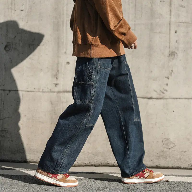 Japanese Brand Retro loose and versatile straight leg jeans Size US 34 / EU 50 - 2 Thumbnail
