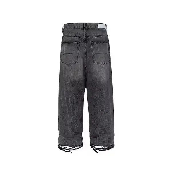 Japanese Brand Black Washed Damage Baggy jeans Size US 34 / EU 50 - 3 Thumbnail