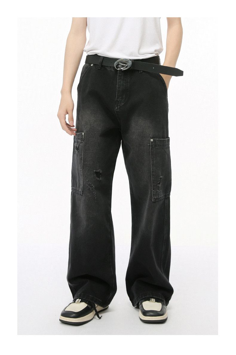 Japanese Brand × Jean Washed ripped side pocket cargo jeans Size US 32 / EU 48 - 2 Thumbnail